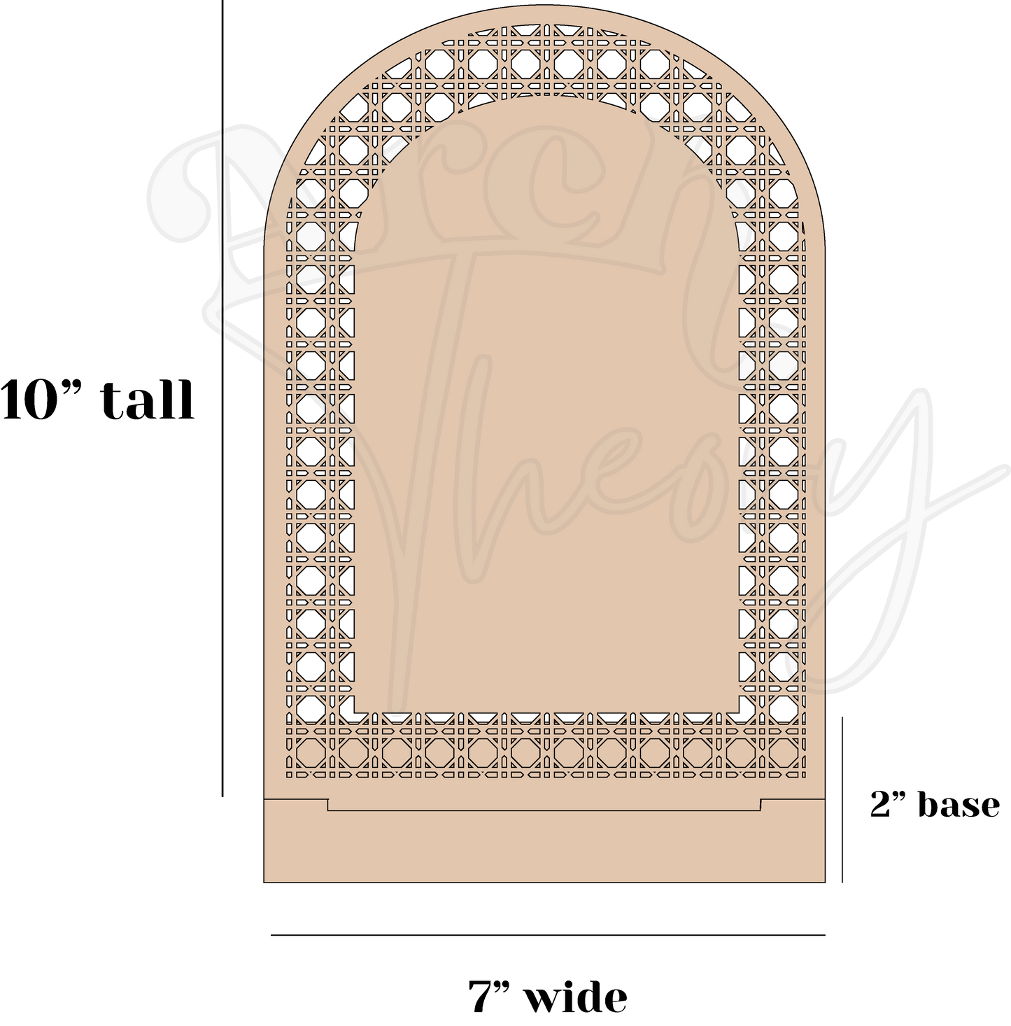 10in Rattan Arch Sign Dimensions