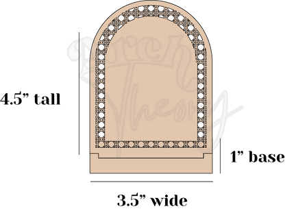 4.5in Rattan Arch Sign Dimensions