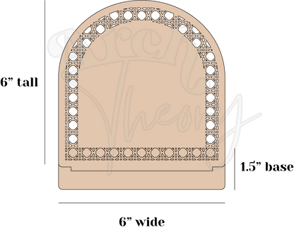 6in Rattan Arch Sign Dimensions