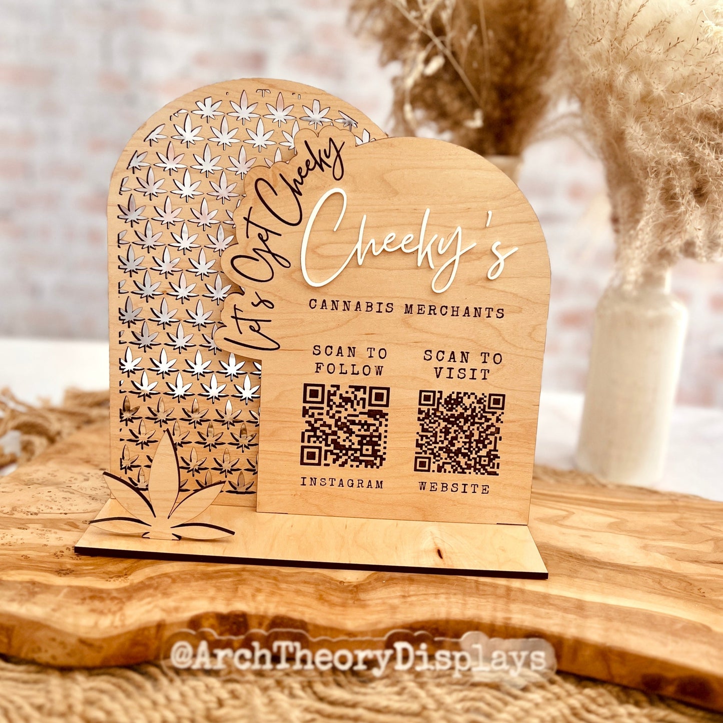 Custom Engraved 10" Double Arch Business Logo + QR Code Sign