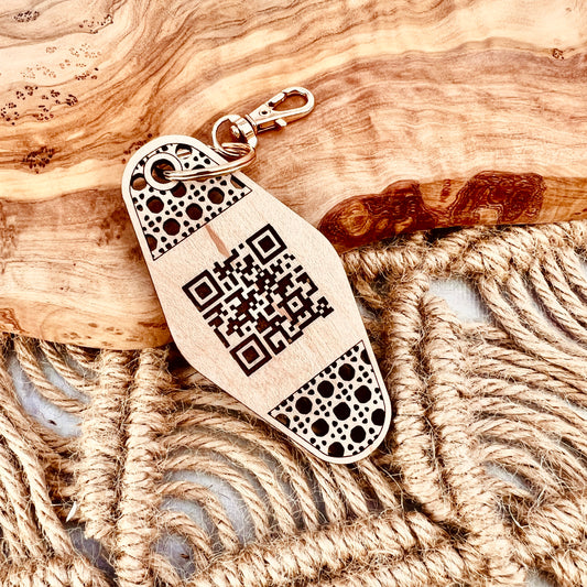 Custom Engraved Maple QR Code Keychain